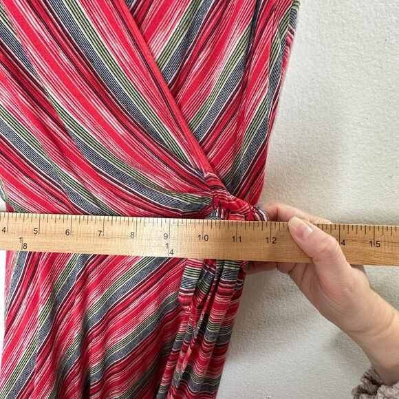 Bailey 44 Peach Blue & Green Striped Emile Sleeveless V-Neck Faux Wrap Dress XS - Picture 15 of 16